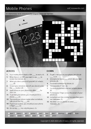 Mobile Phones Crossword